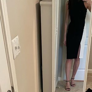 WHBM color block dress. White strip down front side